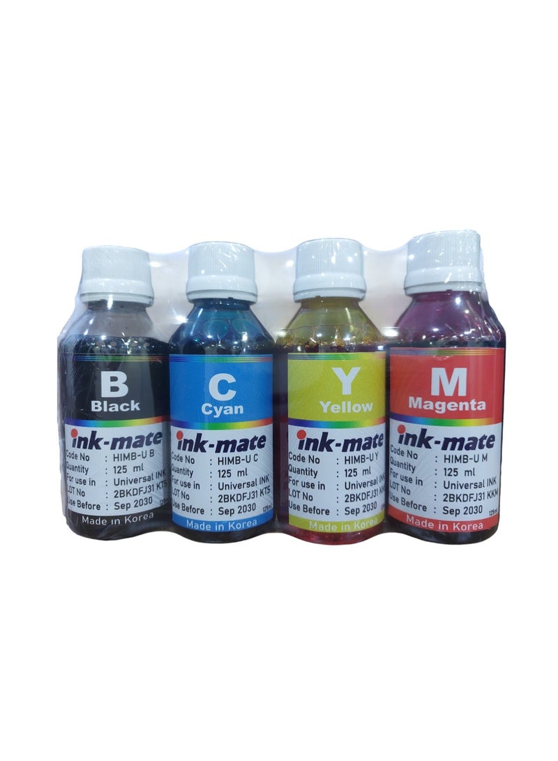 إنك ميت مجموعة الحبر السائل لإعادة تعبئة خراطيش Canon HP و Epson  4 ألوان 125ml - Image 5